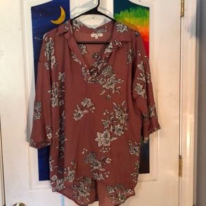 high low sheer floral top